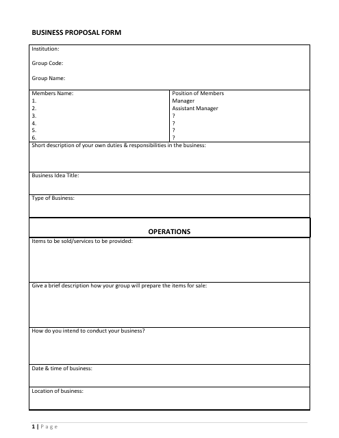 Business Proposal Form