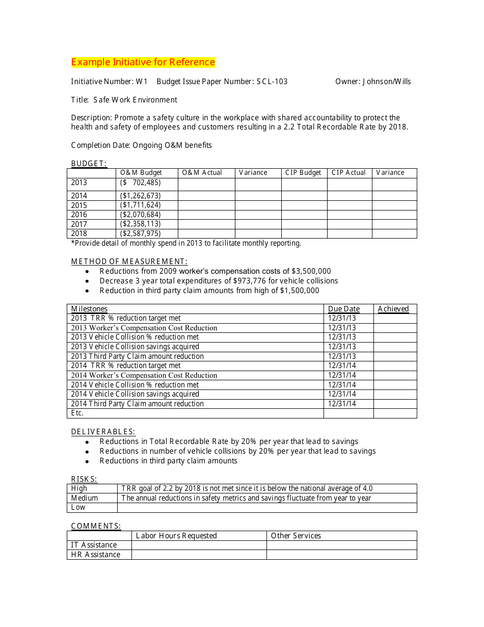 Strategic Plan Reporting Template, Page 4