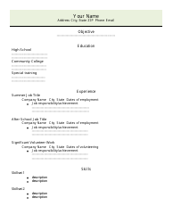 Document preview: Sample High School Student Resume Template