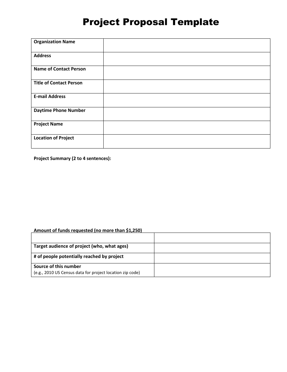 Project Proposal Template Sample Preview’s Tables included