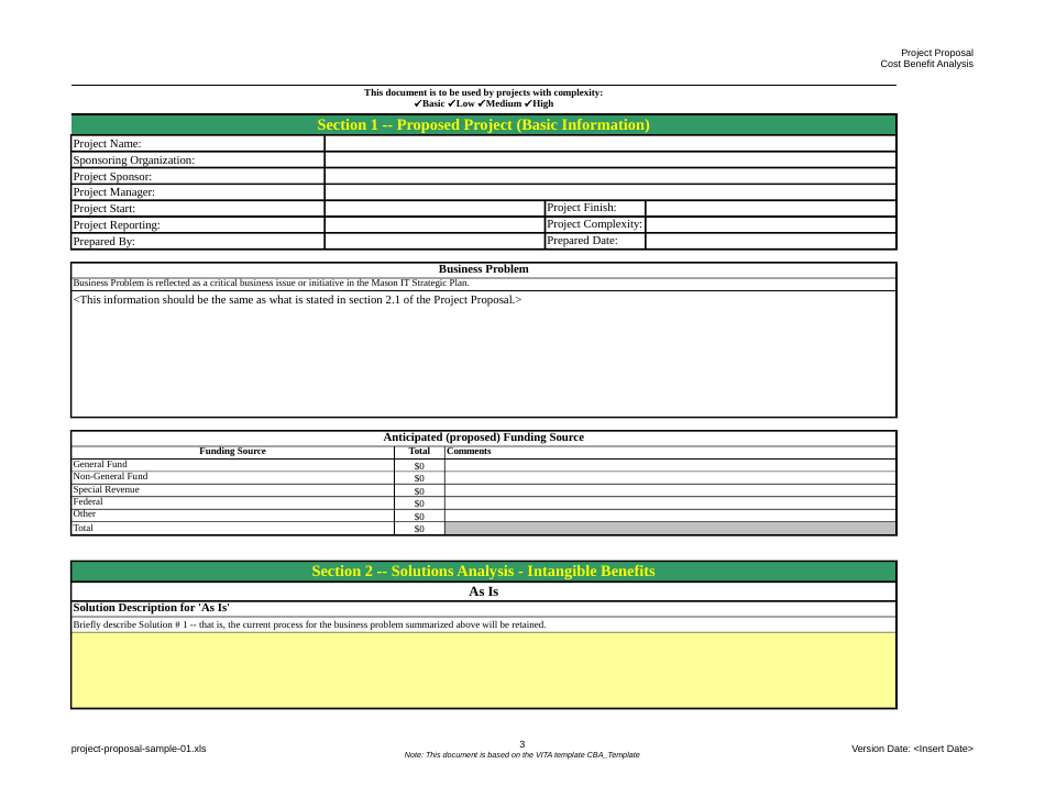Project Proposal Template - Cost Benefit Analysis, Page 3