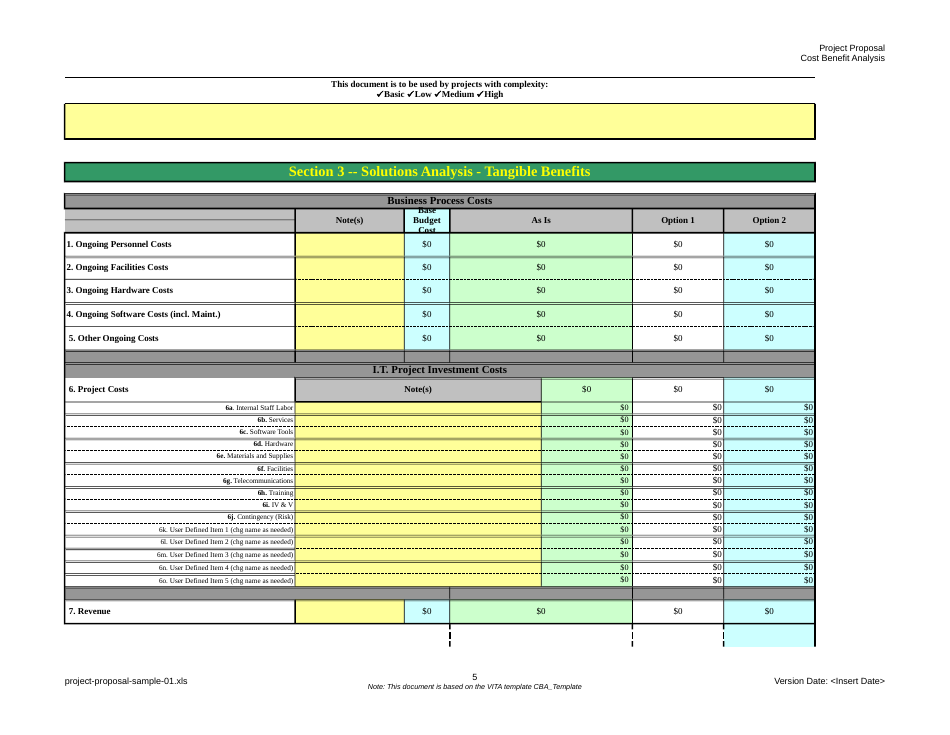 Project Proposal Template - Cost Benefit Analysis, Page 5