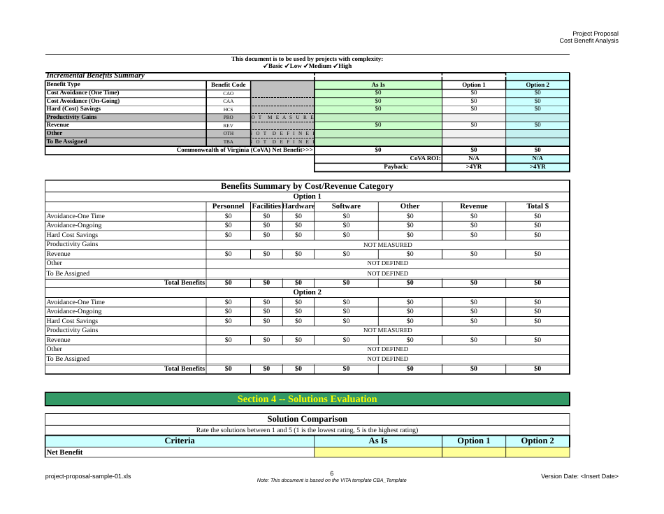 Project Proposal Template - Cost Benefit Analysis, Page 6