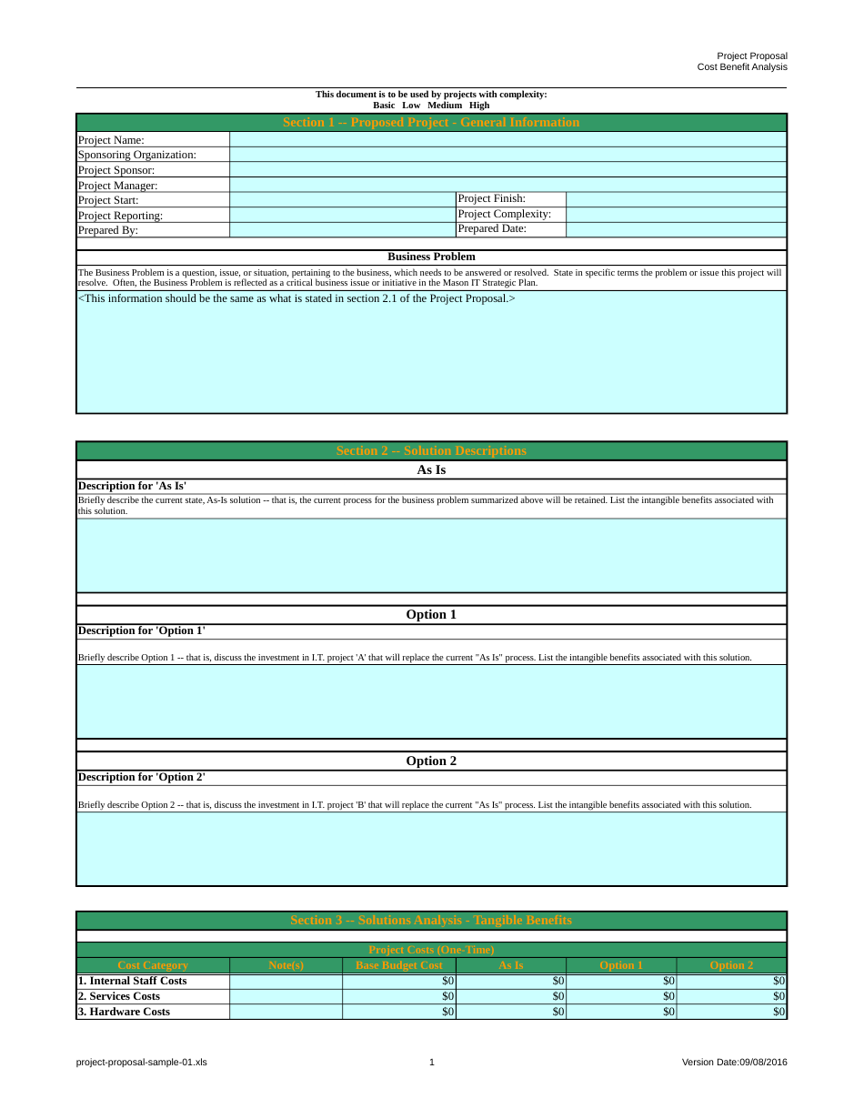 Project Proposal Template - Cost Benefit Analysis Download Printable ...