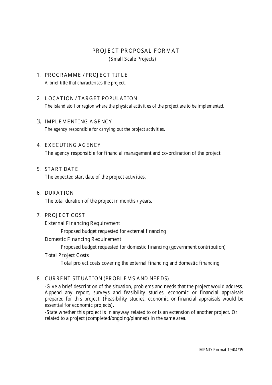 Project Proposal Format - Maldives, Page 1