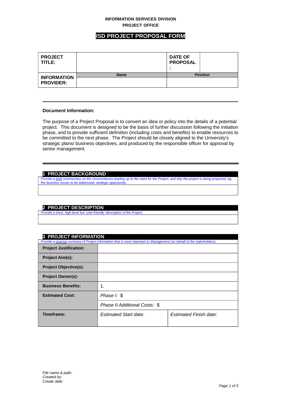 Isd Project Proposal Form - Flinders University, Page 1
