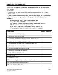 Document preview: Personal Values Budget Template - Molecular and Cellular Cognition Society