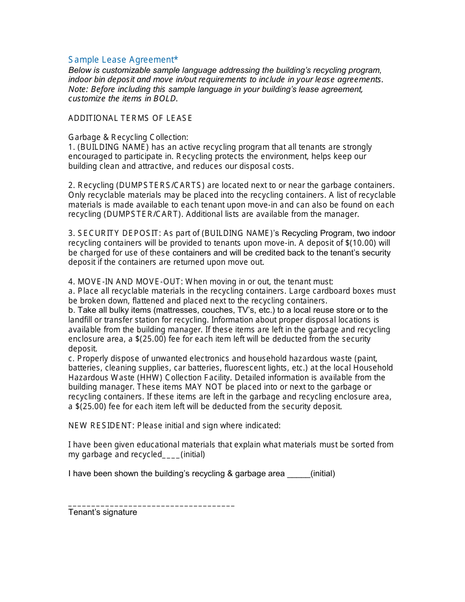 Lease Agreement Template - Sample, Page 1
