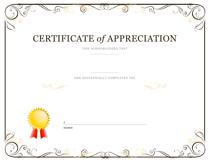 Certificate of Appreciation Template Download Pdf
