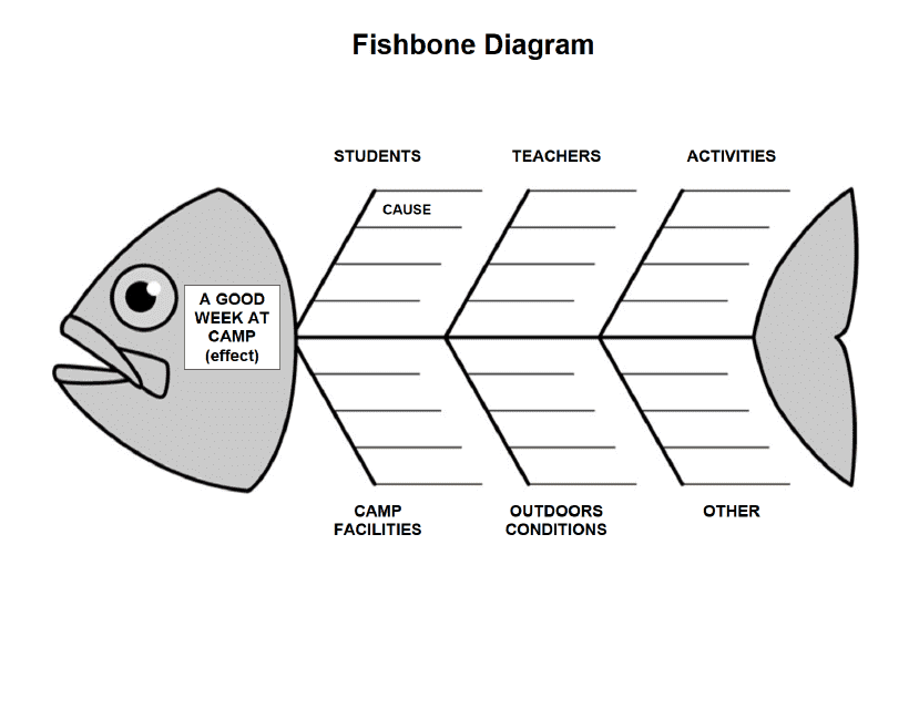 Fishbone Diagram Template for Camps Preview - Templateroller.com