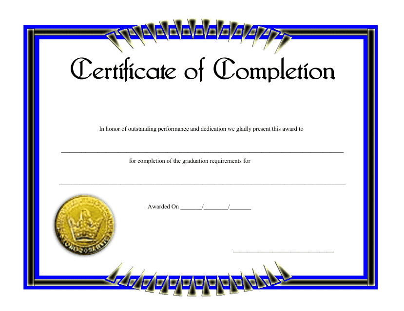 &quot;Certificate of Completion Template&quot; Download Pdf