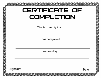 Document preview: Certificate of Completion Template