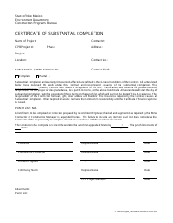 &quot;Certificate of Substantial Completion Form&quot; - New Mexico