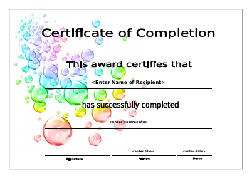 &quot;Certificate of Completion Template&quot;