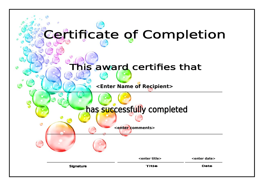 The Varicolored Certificate of Completion Template on TemplateRoller