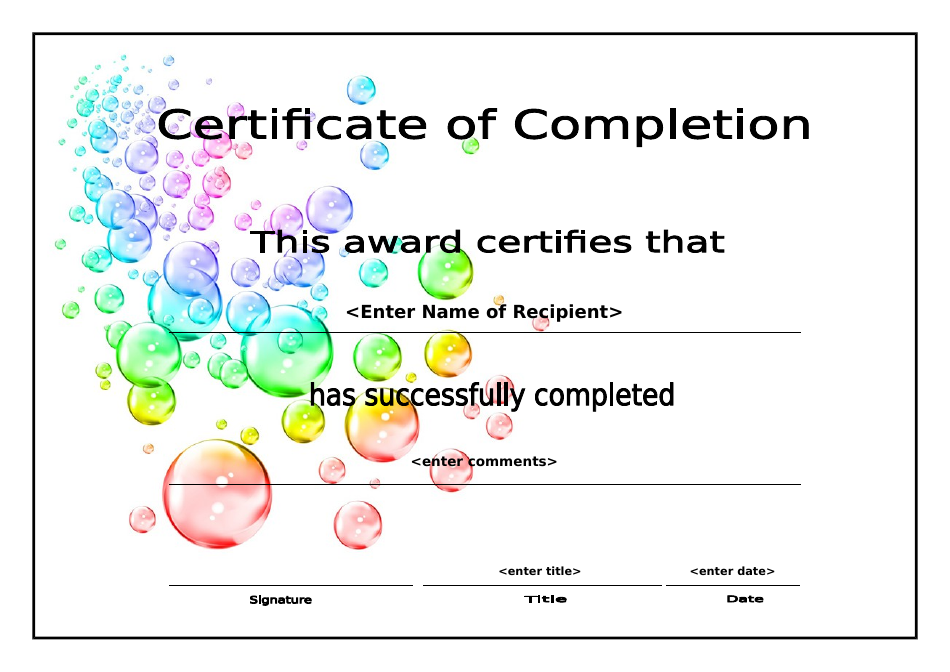 Certificate of Completion Template - Varicolored Download Printable PDF ...