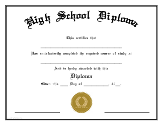 Document preview: High School Diploma Completion Certificate Template