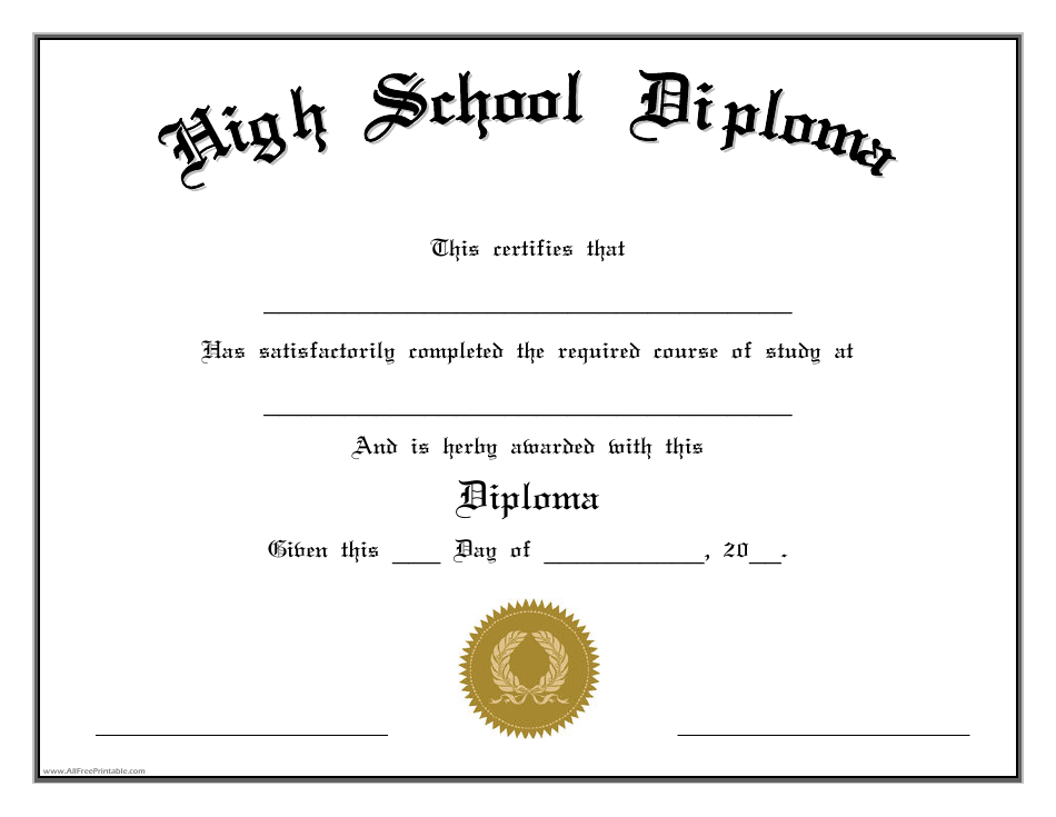 High School Diploma Completion Certificate Template - customizable design for school's diploma certificate