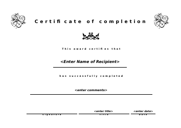 &quot;Certificate of Completion Template&quot;