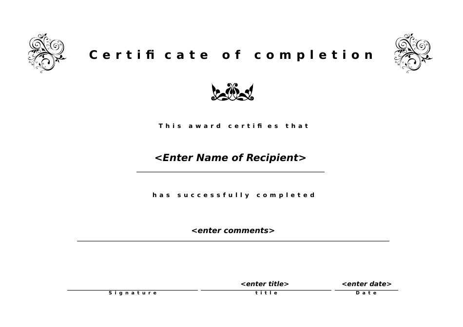 Certificate of Completion Template - White
