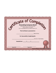 Document preview: Pink Certificate of Completion Template