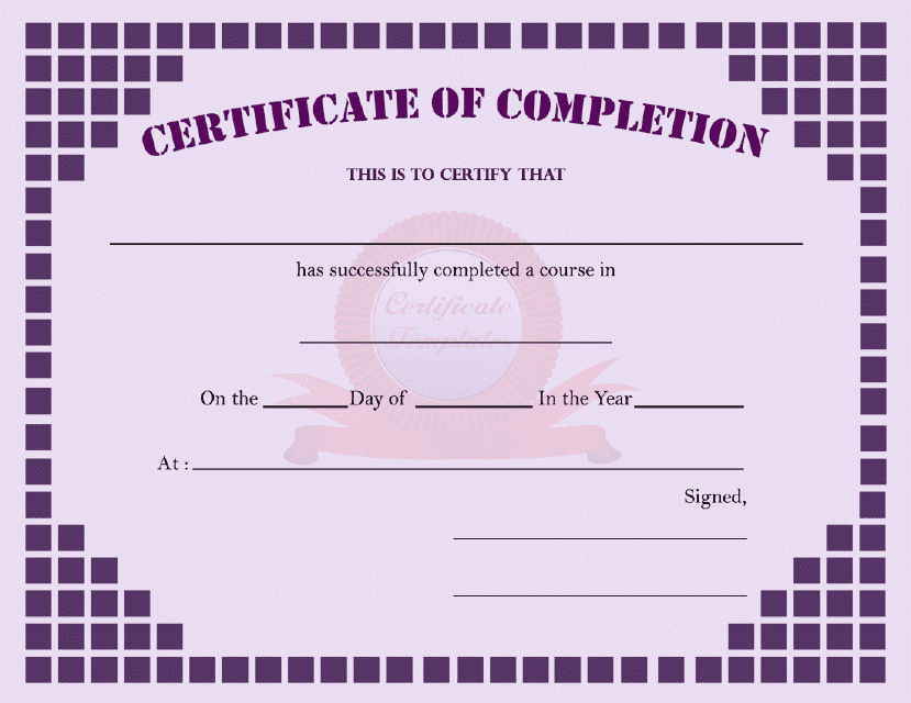 Course Certificate of Completion Template - Violet