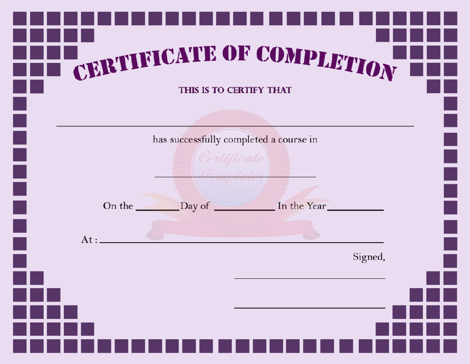 Course Certificate of Completion Template - Violet