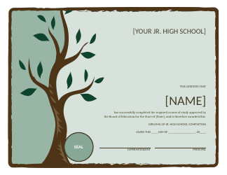 Document preview: Green High School Certificate of Completion Template