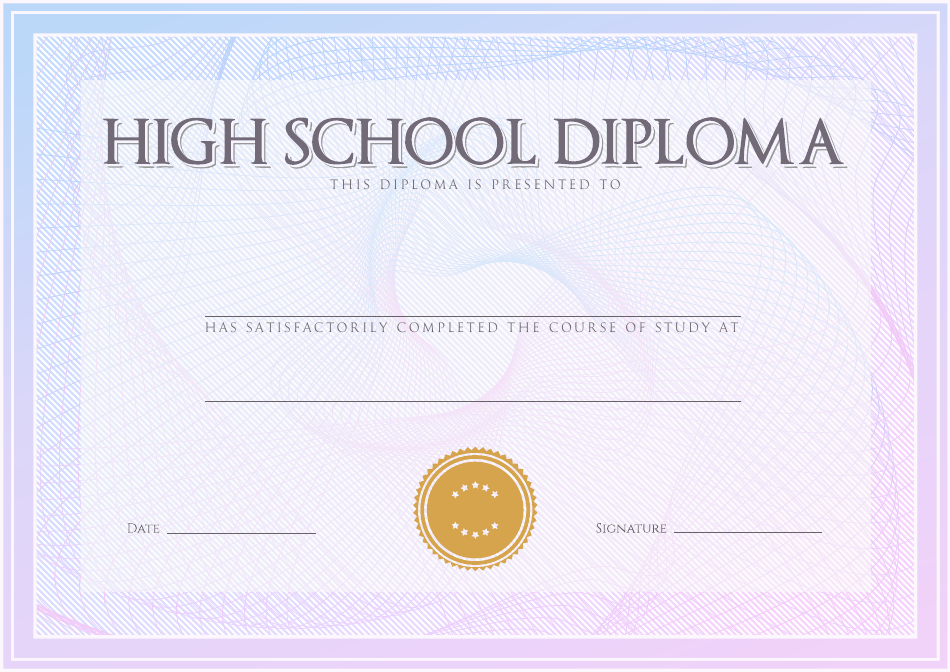 High School Diploma Certificate Template