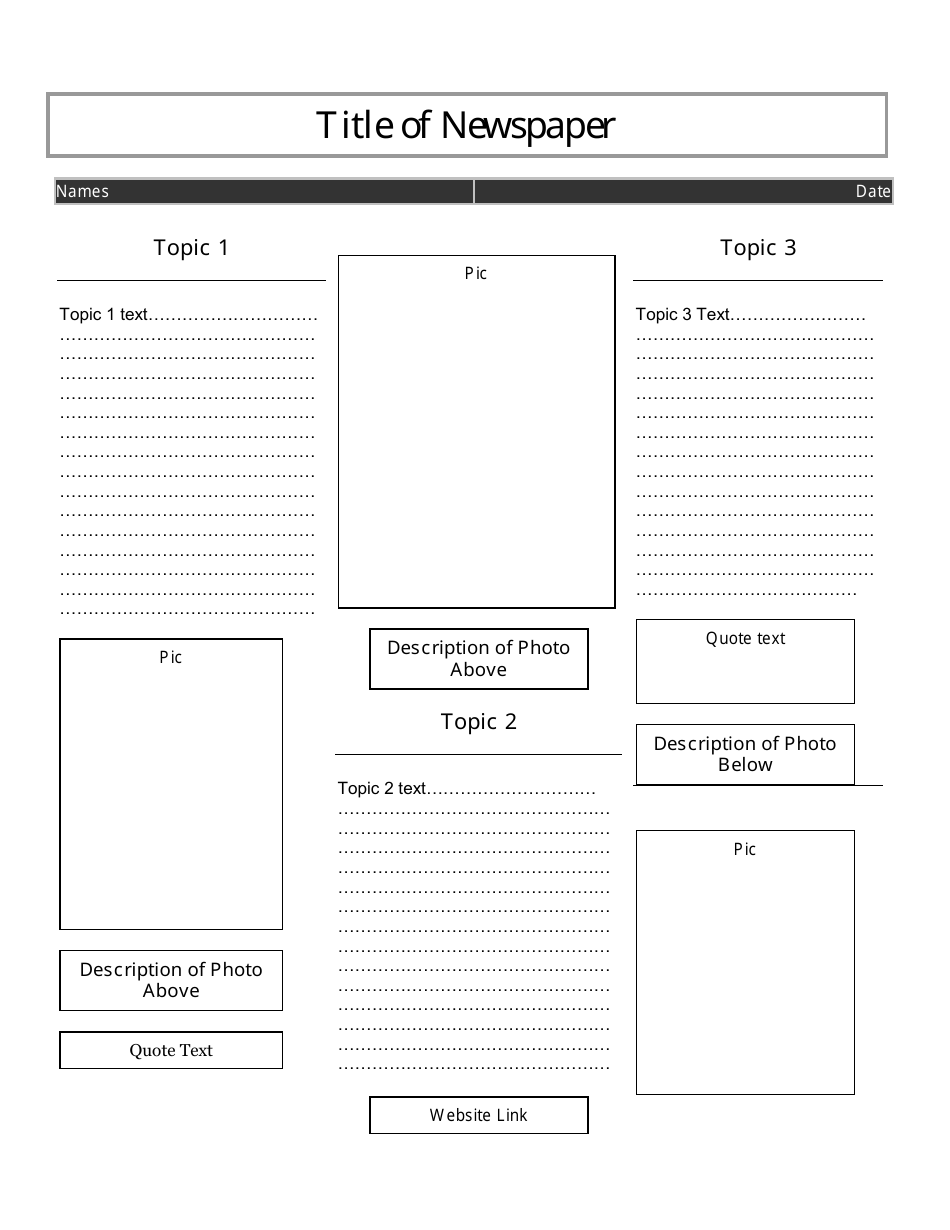 Blank Newspaper Template For Word