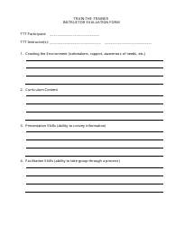 Instructor Evaluation Form - Train-The-Trainer