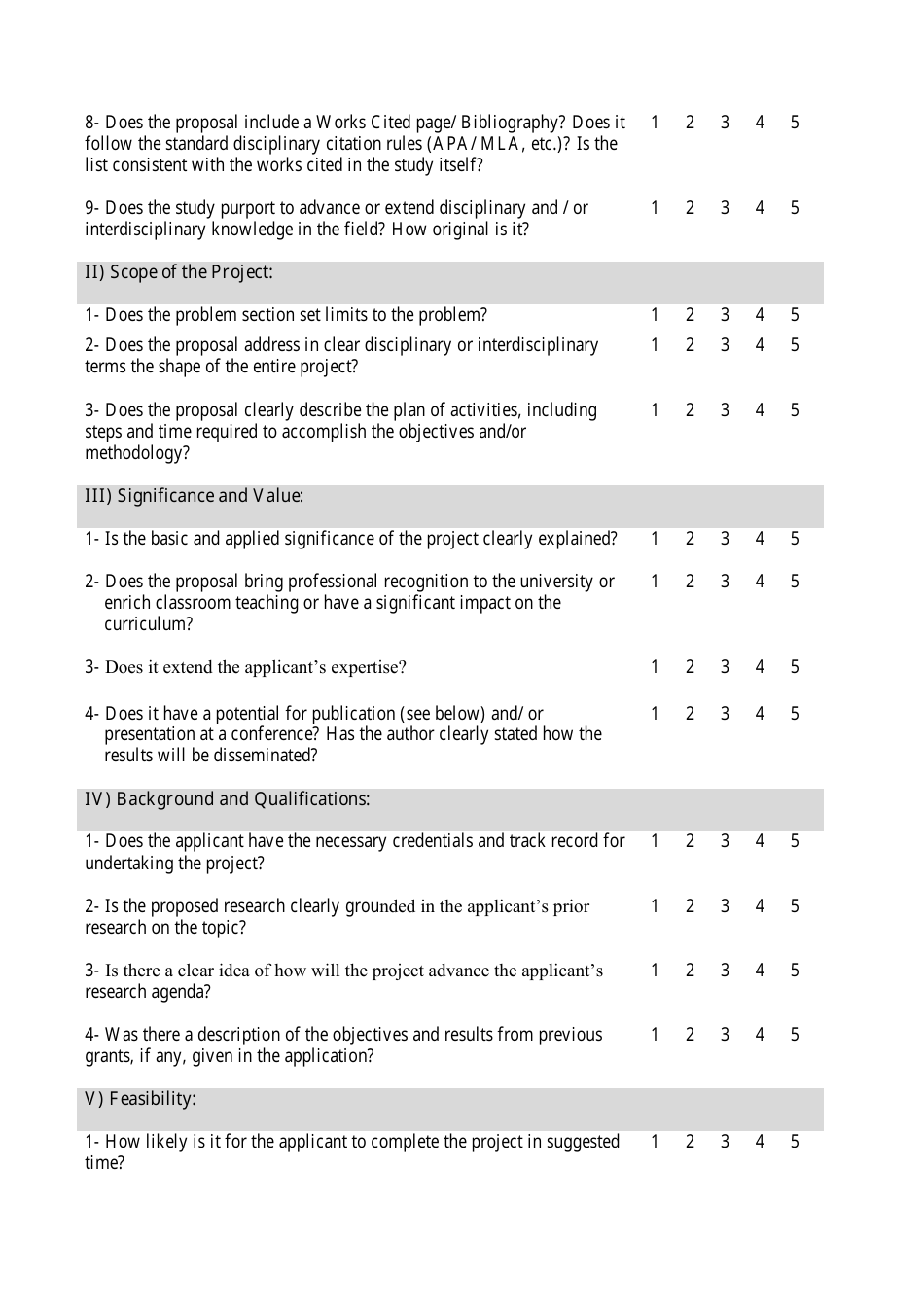 evaluation of research proposal