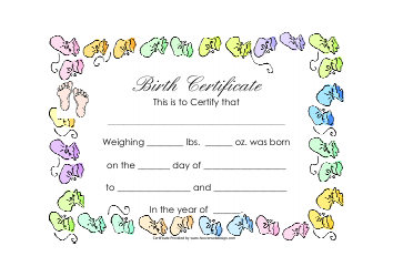 Document preview: Birth Certificate Template - Boots Frame
