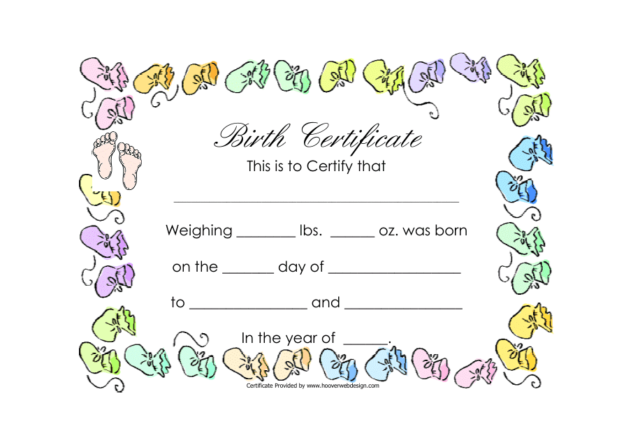 Birth Certificate Template - Boots Frame