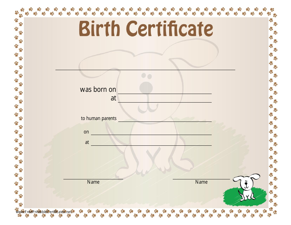 Dog Birth Certificate Template Download Printable PDF Templateroller