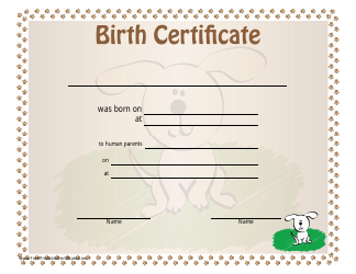 &quot;Dog Birth Certificate Template&quot;