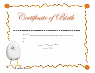 Document preview: Birth Certificate Template - Egg