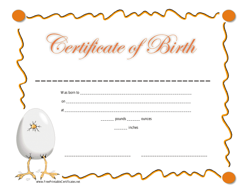 Birth Certificate Template - Egg