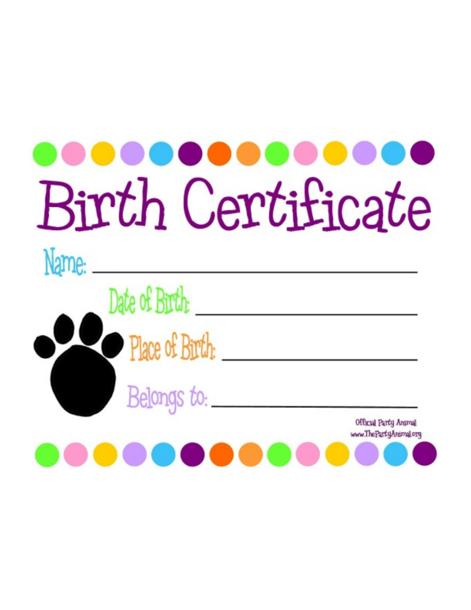 Animal Birth Certificate Template Download Fillable PDF Templateroller