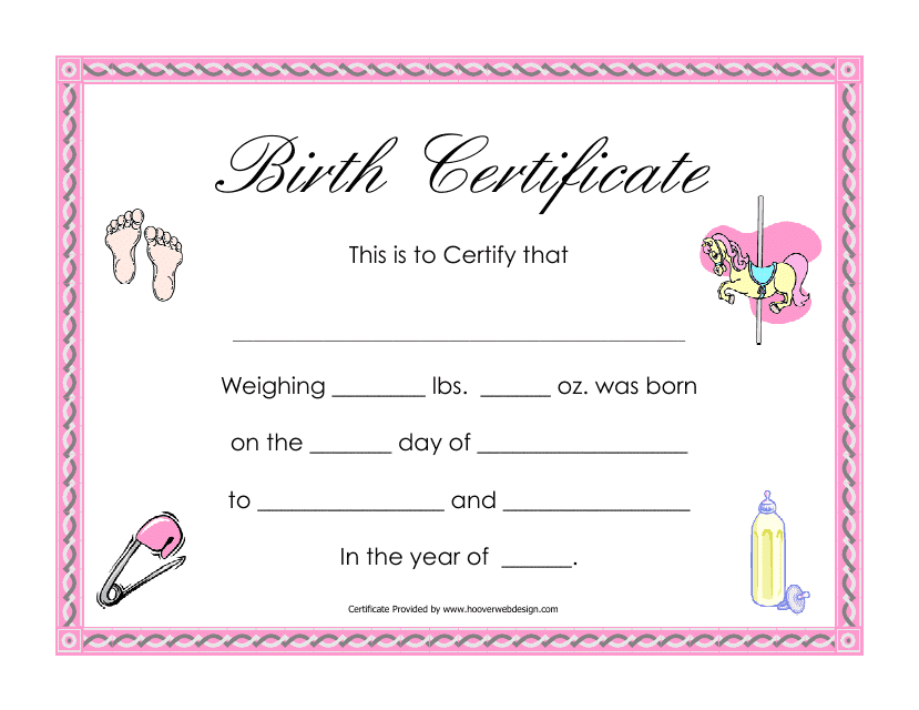 Pink Birth Certificate Template Download Pdf