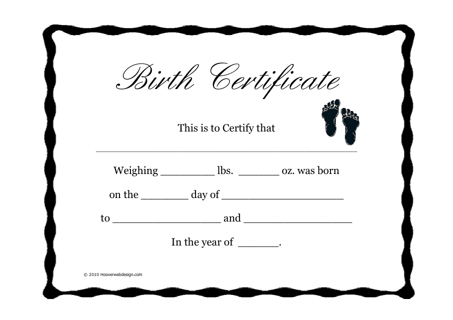 Birth Certificate Template - Black