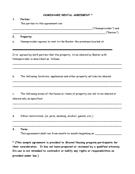 Document preview: Homeshare Rental Agreement Template