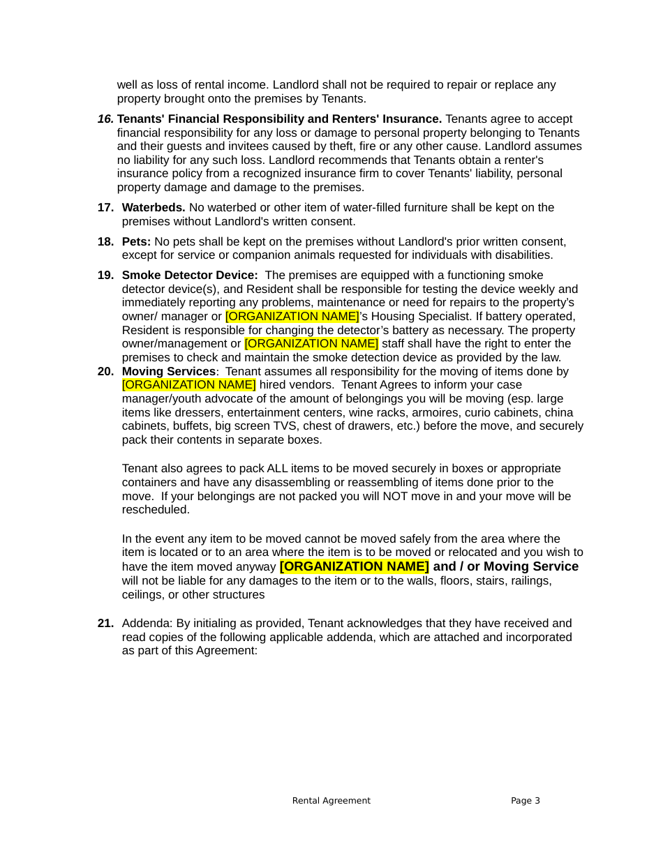 Month-To-Month Residential Rental Agreement Template - California, Page 3