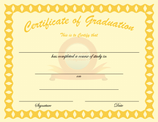 Document preview: Yellow Certificate of Graduation Template