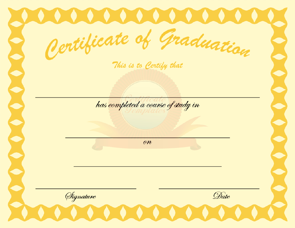 Yellow Certificate of Graduation Template Download Printable PDF ...