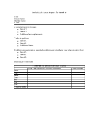 &quot;Weekly Individual Status Report Template&quot;