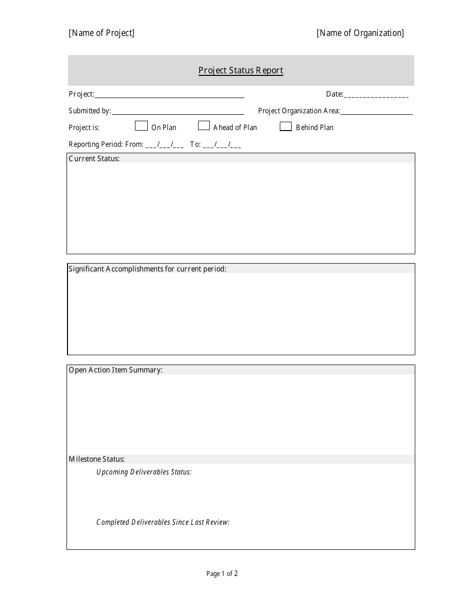 Project Status Report Template, Page 1