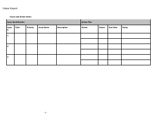 Project Status Report Template - Empty Tables, Page 3