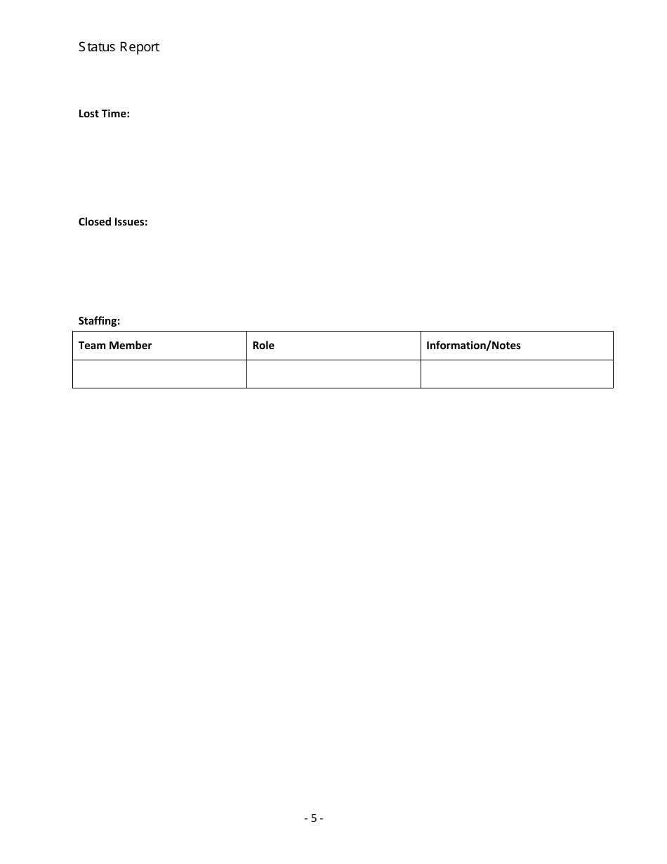 Project Status Report Template - Empty Tables, Page 5