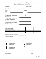 Document preview: Quarterly Financial Status Report Template